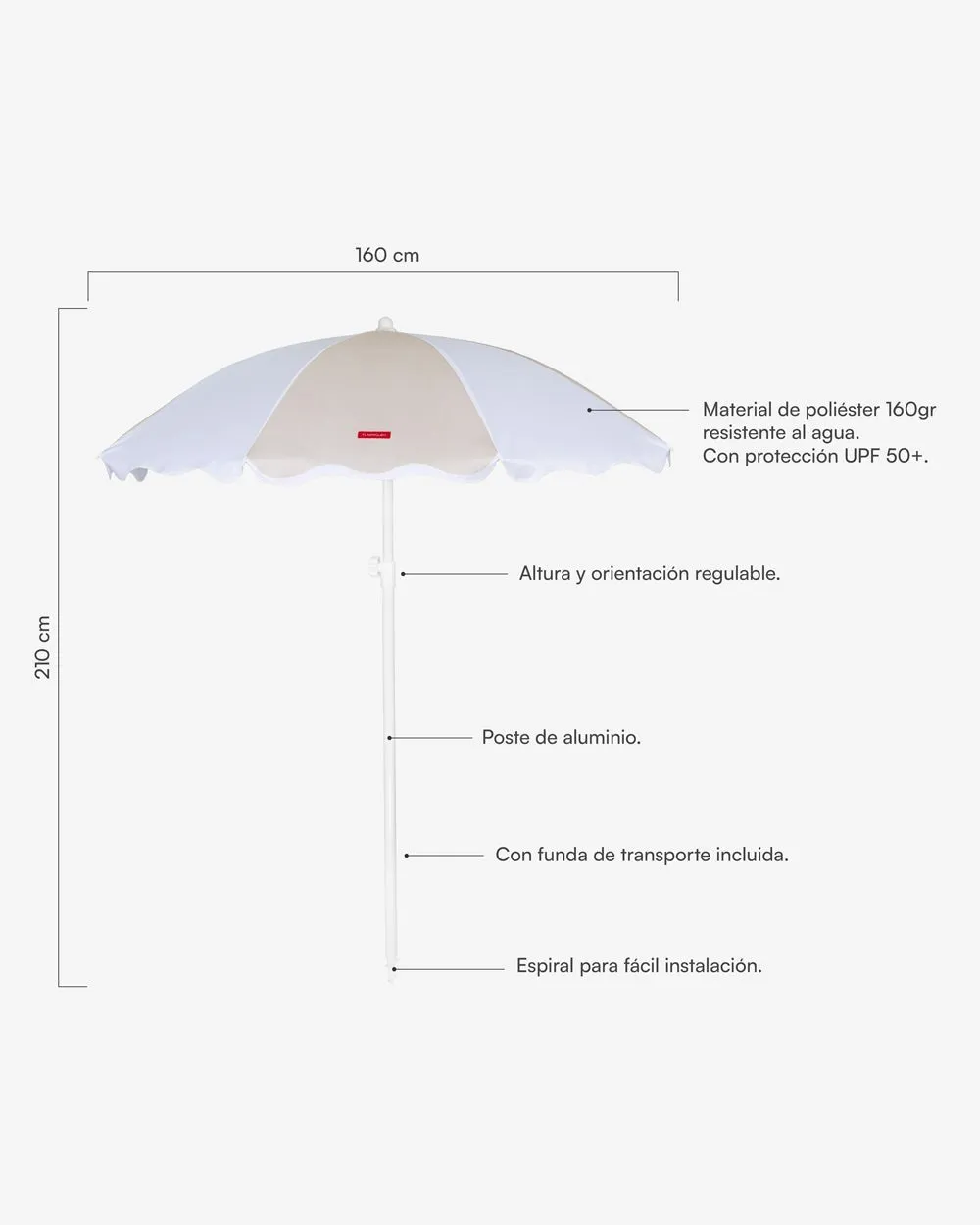 Sombrilla exterior beige - DANIA - Image 8