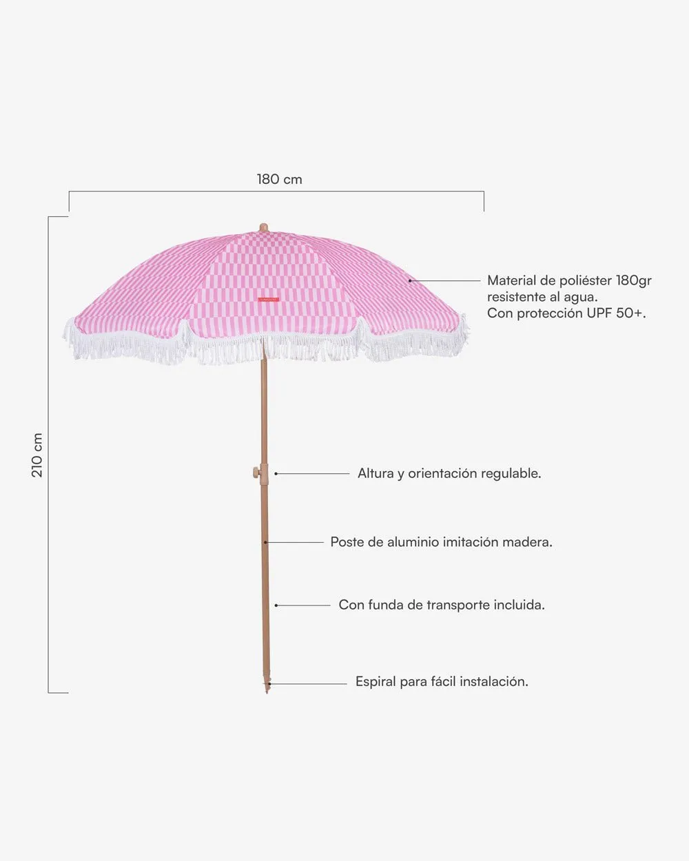 Sombrilla exterior rosa - CARAMEL - Image 11